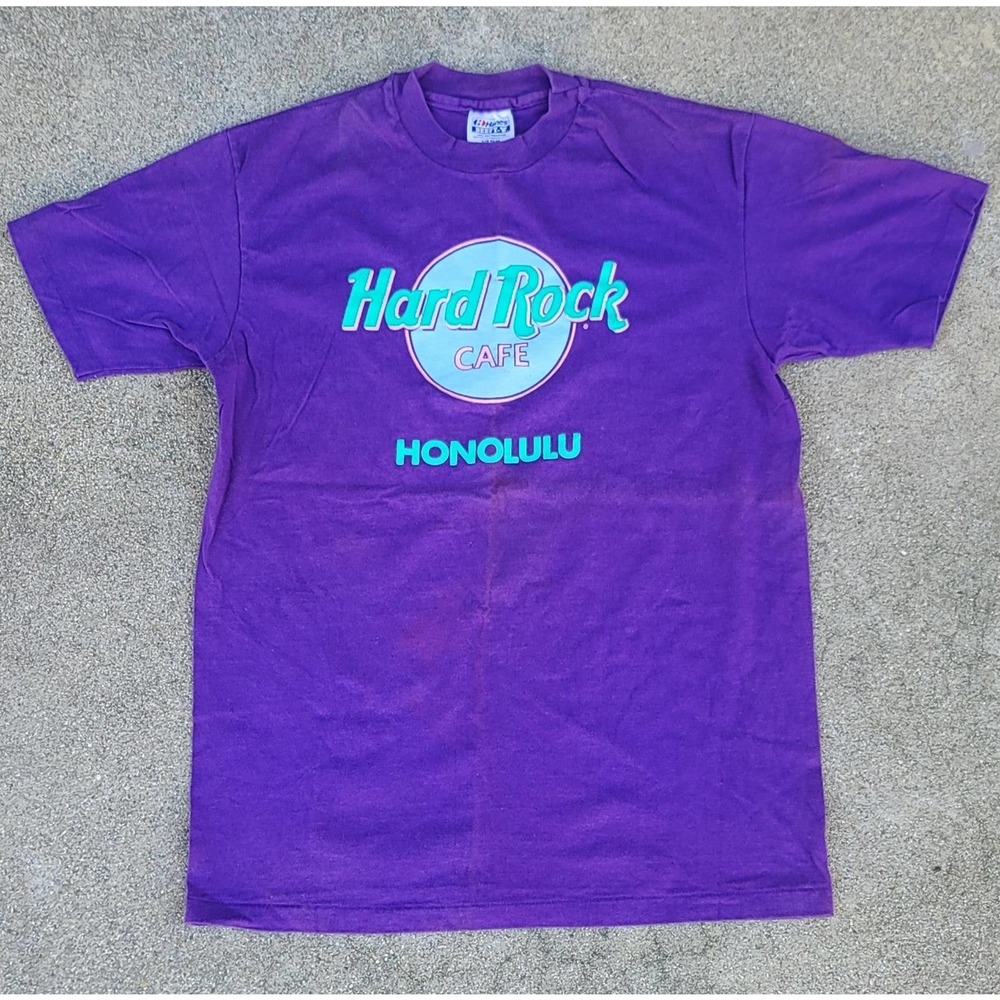 Vtg Hanes Beefy-T Hard Rock Cafe Honolulu Single Stitch T-shirt Hawaii